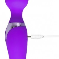 20 Function Double Ended Wand Massager, Silicone, PURPLE, BOTH ENDS INDEPENDENTLY VIBRATE 